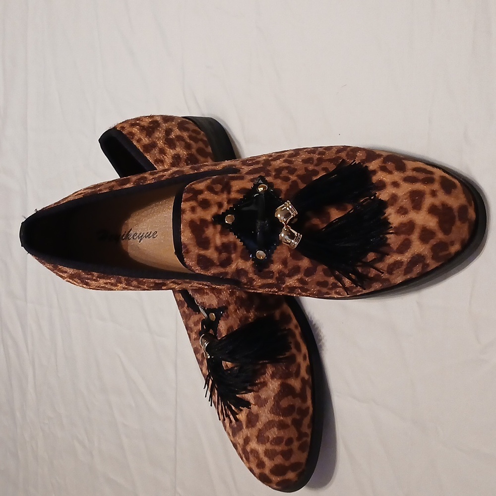 Heyikeyue Leopard Print Men's Loafer with Tassels NEW - Picture 4 of 6
